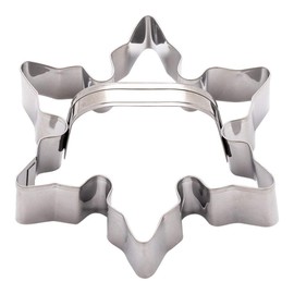 Pastry Tek Metal Poinsettia Snowflake Cookie Cutter with Handle 4.5 inch 1 count box - Restaurantware