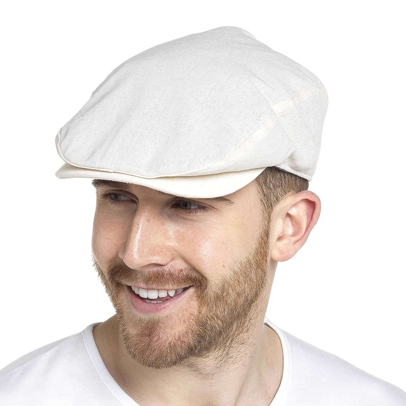 Thingimijigs Men's Lightweight Linen Blend Classic Flat Cap Summer Hat