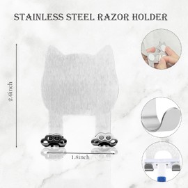 YODOCAMP Cute Holder Shaver Hook Hanger Stand, Funny Razor Holder for Shower Wall, Animal Cartoon Holder Shaver Organizer for Bathroom, Self Adhesive Stainless Steel Shaver Hook TZG11