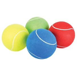 HENRY DOTS 8-inch Jumbo Dog Tennis Balls - for Adults or Pets Playing Balls - Includes an 8" Ball Pump - Set of 4 Colors (Red, Blue, Green, Yellow,)