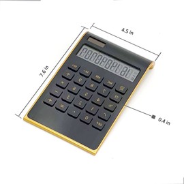 Solar Gold Calculator Standard Function Desktop Calculator LCD 10-Digit Desktop Calculator for Office, Home (Black)