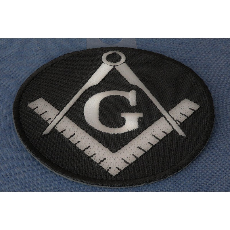 Mason Symbol Black White Patch - 3 inch. Embroidered Iron
