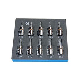 US Pro Bergen 10Pc 3/8 Drive 48mm Long S2 Tamper Proof Torx Bit Socket Set T10 - T55