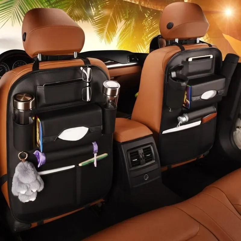 OrganiMax Car Seat Organizer Back – Multi-Pocket PU Leather Storage,
