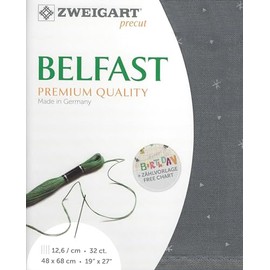 Precut Zweigart Belfast Sparkle 32 Count Dark Gray/Printed Metallic Silver 3609/7459. Needlework Canvas, Cross Stitch Fabric, Embroidery Canvas 100% Linen