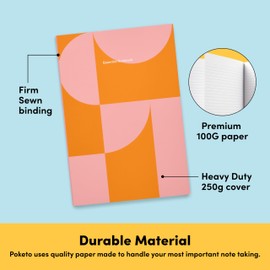 POKETO Lined Notebook Journal - 140 Page College Ruled Notebook, 100 GSM Thick Paper, Softcover - 8.25” x 5.75” - Creamsicle