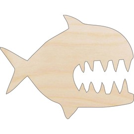 Fish Piranha - Laser Cut Out Unfinished Wood Craft Shape FSH22 8" / 1/8" thick