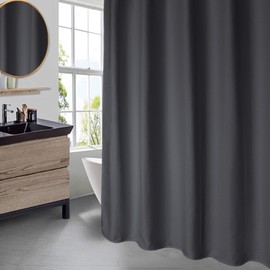 AooHome Extra Long 72x86 Inch Shower Curtain, Polyester Waffle Weave Design Bath Curtain with Hooks, Weighted Hem, Heavy Weight, Water Repellent, Charcoal