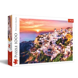 Trefl Sunset Over Santorini 1000 Piece Jigsaw Puzzle Red 27"x19" Print, DIY Puzzle, Creative Fun, Classic Puzzle for Adults and Children from 12 Years Old