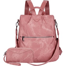 Leathario Leathario Women's Small Vegan Leather City Backpack, Backpack Handbag, Anti-Theft, Elegant Daypack for Office, Commuting, Work, Lightweight Medium Backpack Women for Travel, Excursions, pink
