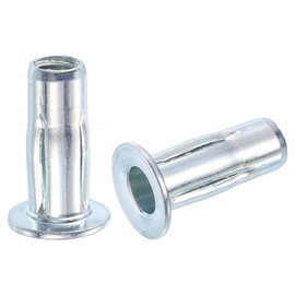 sourcing map M8 Multi-Grip Rivet Nuts, 30pcs Pre-Bulbed Shank Flat Head Threaded Insert Nut Carbon Steel Plus Nuts for Construction Industrial