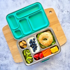 EcoCocoon Bento Lunch Boxes - 5 Compartment, Emerald Green