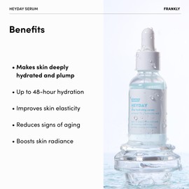 Frankly Heyday Serum - Deep Moisture & Radiance Boost with 1.125% Panthenol & Hyaluronic Acid | Vegan, Dermatologically-Tested | Anti-Aging & Firming for Dry, Sensitive Skin, 1.01 fl. oz.