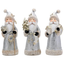 Hodao Santa Claus Decorative Figurine - Home Decor - Autumn Thanksgiving - Handcrafted - Perfect Choice for Christmas Home Decor and Indoor Holiday Display(3 PCS)(Silver)