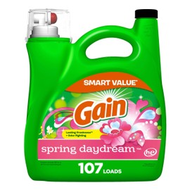 Gain Liquid Laundry Detergent, Spring Daydream Scent, 154 fl oz, 107 loads, Freshness + Odor Fighting, Laundry Detergent Liquid Soap, HE compatible