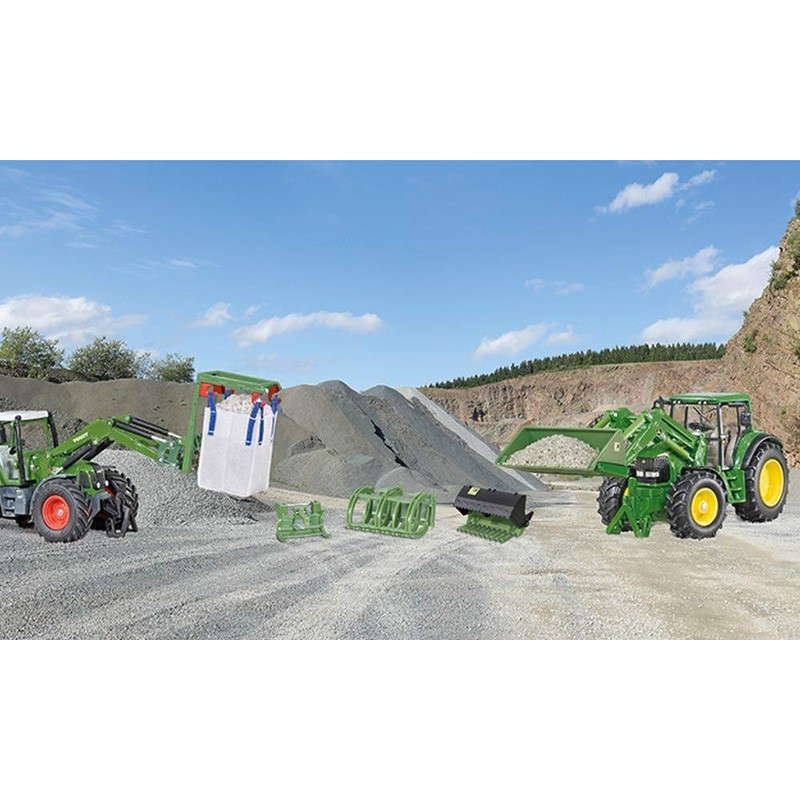 siku 3658, 5-Piece Front-Loader Accessory Set, 1:32, Green, Suitable for