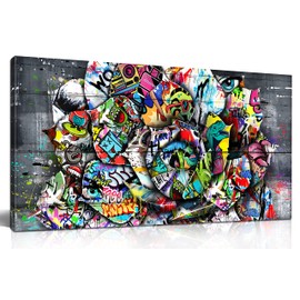 SIXTTART Flower Pictures Wall-Decor - Banksy Street Wall Art - Large Abstract Canvas Wall Art Ready To Hang Size 59" x 29"