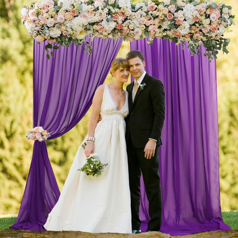FUHSY Purple Backdrop Curtains 10x10 FT 2 Panels Chiffon Arch