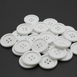 50PCS 1 1/5 Inch White Button, 4 Holes Plastic Large Buttons for DIY Craft Sewing (White, 30mm) YIGUANXIN