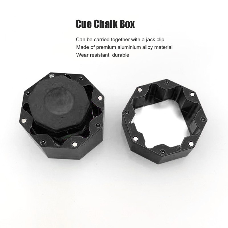 Cue Chalk Box Holder Aluminium Alloy Octagonal Universal Billiard Chalk