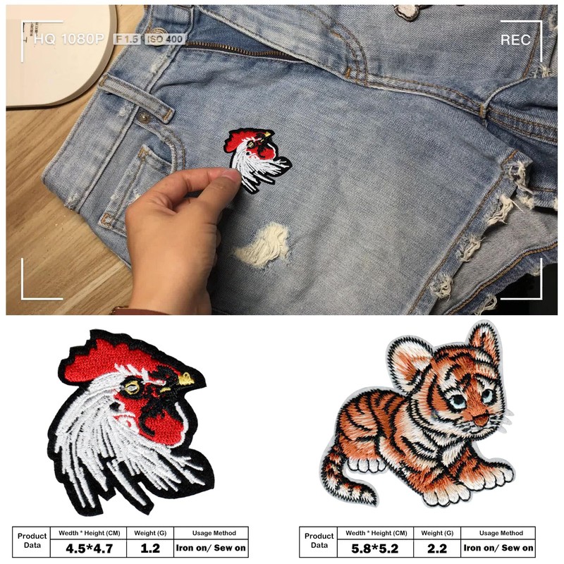 Attuslla 18 PCS Animals Iron on Patches Embroidered Patches Sew