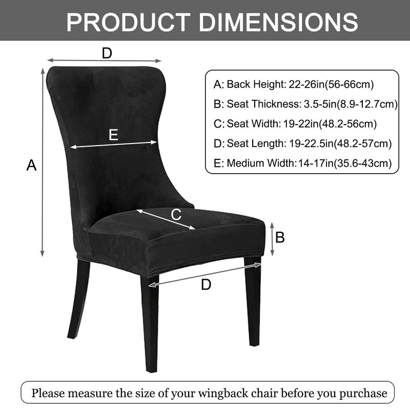 Wingback Side Chair Cover Dining Chair Slipcover 2/4/6 Pack Polyester,