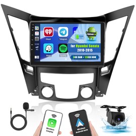 8Core 6+128G Car Stereo for Hyundai Sonata 2010-2015 with Wireless Carplay Android Auto, 9 Inch Android 13 1280 * 720 Touch Screen Car Radio with DSP BT 5.0 GPS WiFi SWC+ AHD Backup Camera Mic