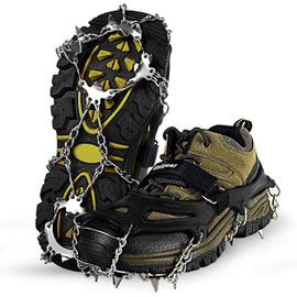 Unigear Mountain Shoe Crampons, Ice Spikes, Snow Chains, Stainless Steel Spikes, Snow Spikes for Climbing, Mountaineering, Trekking, High Altitudes, Winter, Outdoors, black, m