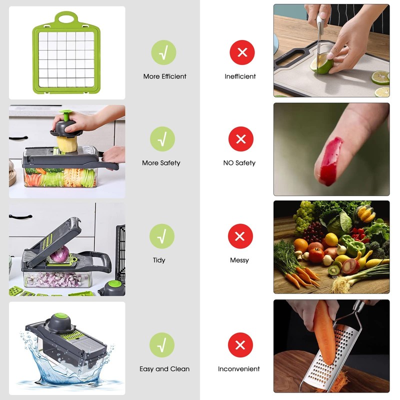 Vegetable Chopper Slicer 13-in-1 with Spice Chopper Set 7 Blades