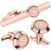 AMITER Initial Tie Clip and Cufflinks Set for Men, A-Z