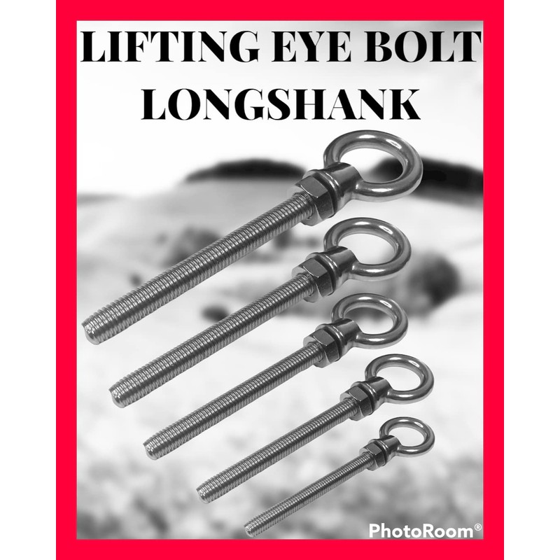 M6 x 80mm Lifting Long Eye Bolt Longshank with Full