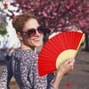 Tatuo 80 Pcs Hand Fans Bamboo Silk Folding Fans Handheld