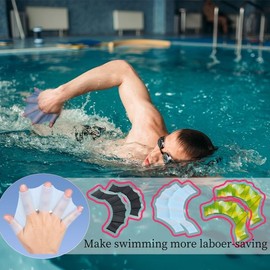 UNIQOCK 2 Pair Silicone Swimming Gloves Swim Flippers Gear Fins Hand Webbed Palm Finger Frog Type Webbed Aquatic Training Water Resistance Fitness Paddle Aerobics Snorkeling for Men Women