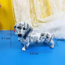IDORTYBB Graffiti Dachshund Dog Statue Sculpture Animal Art Figurine Home Decoration for Living Room Bedroom Book Shelf TV Cabinet Desk Top Decor Table Centerpieces Ornaments