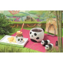 KitchenCraft KCSNPPANDA Ceramic Panda-Shaped Novelty Salt and Pepper Shakers - Black / White (2-Piece Set)
