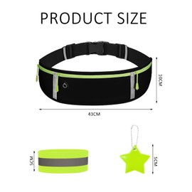 1 Piece Sports Fanny Pack, 1 Piece Reflective Armband, 1 Piece Star Pendant, Sports Fanny Pack, Reflective Night Running Fanny Pack with Adjustable Carabiner, Multi-Pocket Fanny Pack