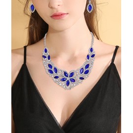 Firstmeet Conjunto de collar para disfraz de mujer con forma de lágrima de vidrio, Acrílico, No es una piedra preciosa