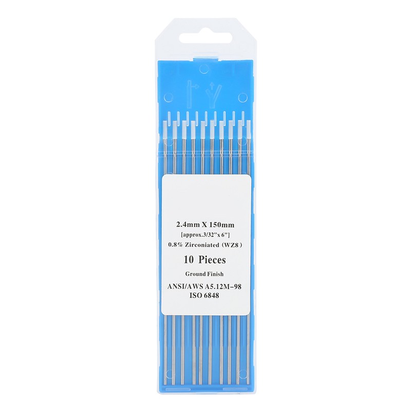 10Pcs Zirconiated Tungsten Electrodes WZ8 White Tip for AC Tig