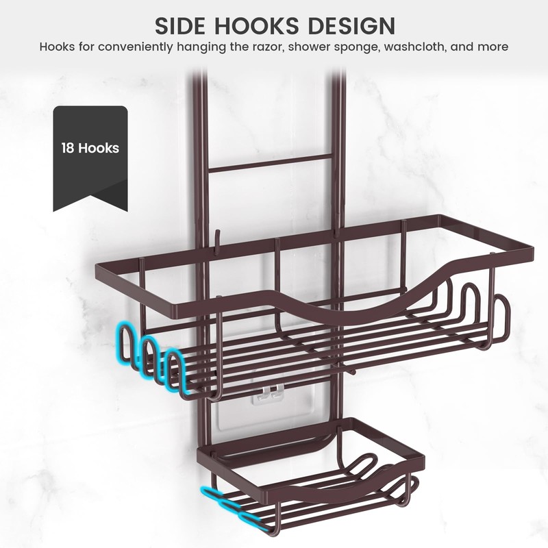 REINHARDT Shower Caddy Hanging Adjustable, Extended Length Rustproof Showers Caddy