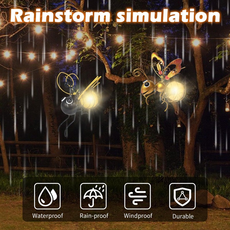 Hanging Solar Bee Light, 2pcs Solar Lanterns for Outside, 2025