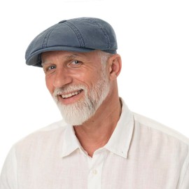 Stetson Hatteras Unisex Cotton Flat Cap - Peaked Cap - Casual Style Cap - UV Protection 40+ - Men - Spring / Summer, blue