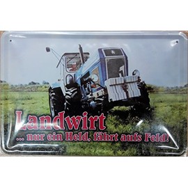 S3960 Tin Sign with Landwirt Tractor Design Curved 20 x 30 cm