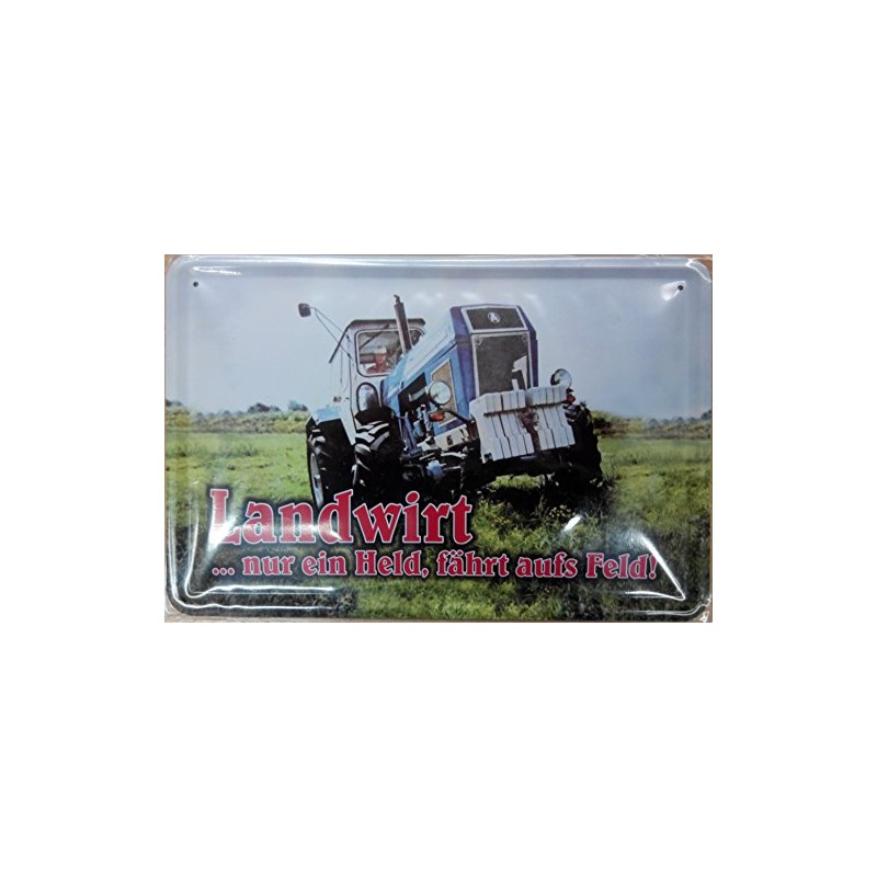 S3960 Tin Sign with Landwirt Tractor Design Curved 20 x