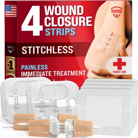 Emergency Wound Closure Strips - 4pk - 2 Types Sutures Free Laceration Closure Kit - Stitchless & Easy to Use - Butterfly Bandages for Cut Care - Perfect for Quick Stop Bleeding and Wound Closing