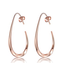 Rose Gold Teardrop Hoop Earrings For Women,Lightweight Hypoallergenic Oval Hoop Mobius Earrings