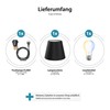 ledscom.de FLAKO Table Lamp, Textile Cable Black, Lampshade Black, Includes