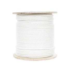 Rope and Cord Premium Three Strand Twisted White Nylon Polyester Rope High Strength - 3/8 Inch (100 Ft)