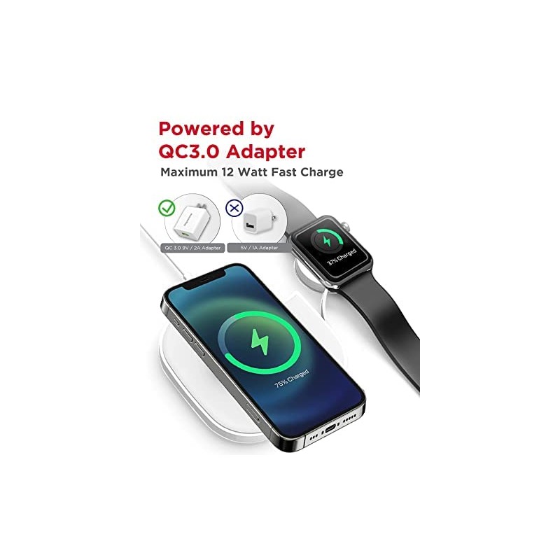 Gigastone 2-Pack 2 in 1 Dual Wireless Charging Pad 10W