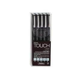 ShinHan Touch Liner Pen Set of 5 - Assorted Size Cool Grey