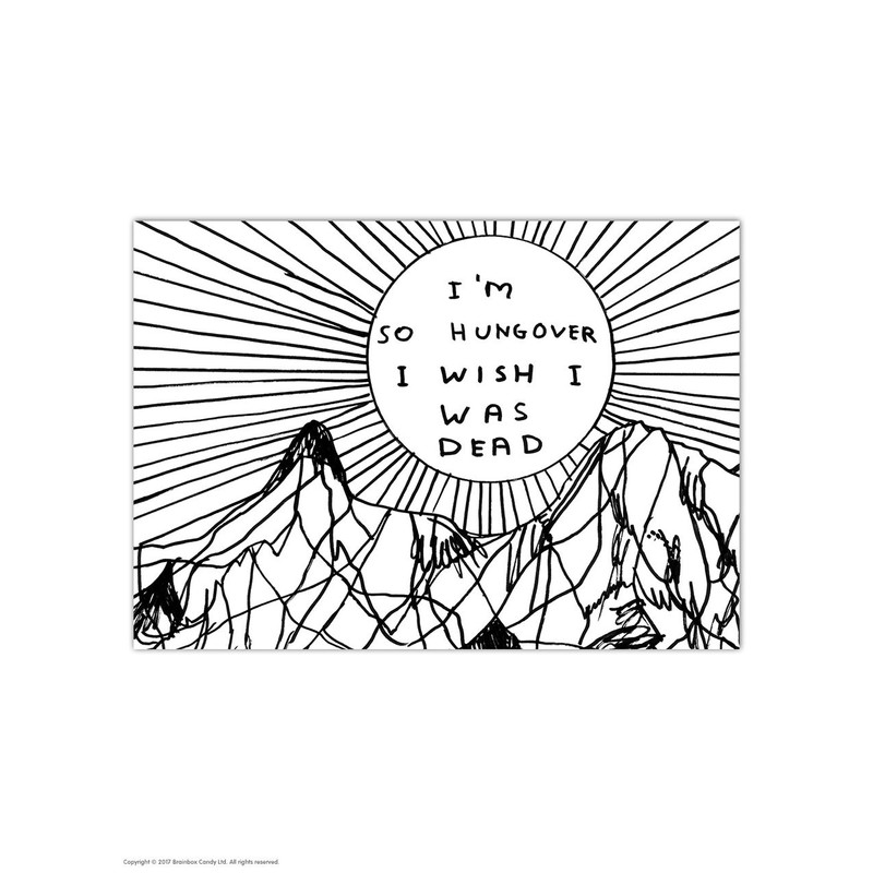 Funny Humorous 'David Shrigley So Hungover' Novelty Postcard